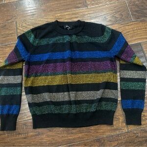 Lea‎ & Viola Glitter Striped Crewneck Sweater Size Large silky